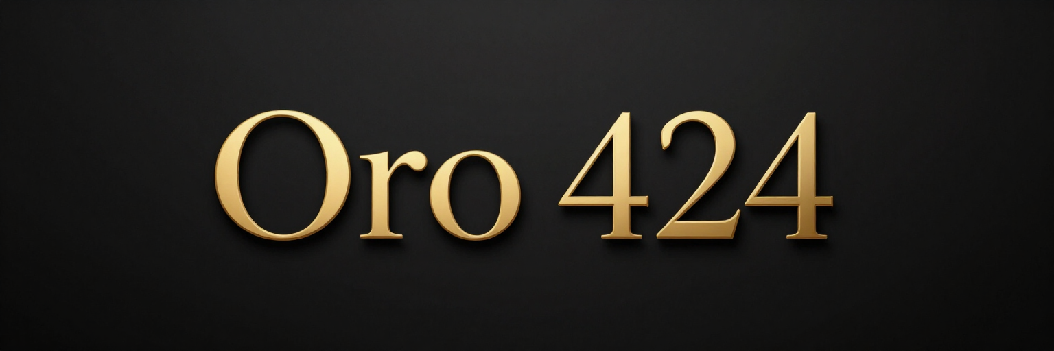 Texto dorado «Oro 424» sobre un fondo oscuro