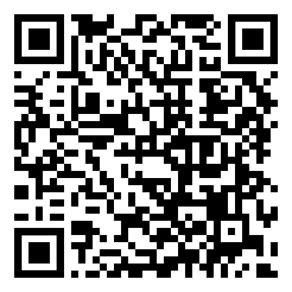 Ein schwarz-weißer QR-Code auf weißem Hintergrund.