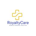 RoyaltyCare Mobile Nursing Services logo with gold cross icon and blue text on white background