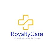 RoyaltyCare Mobile Nursing Services logo with gold cross icon and blue text on white background