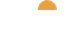 Orange semicircle centered near the top on a white background