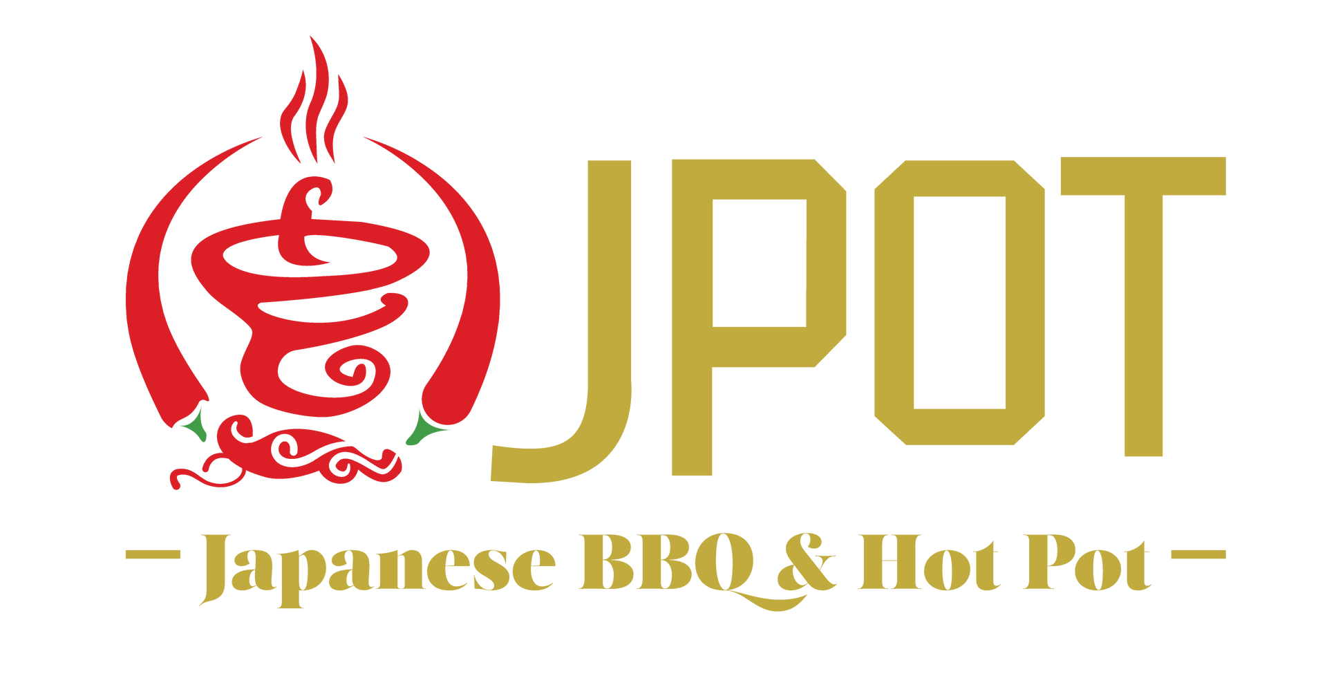 JPOT Japanese BBQ & Hot Pot gold text and red icon logo 