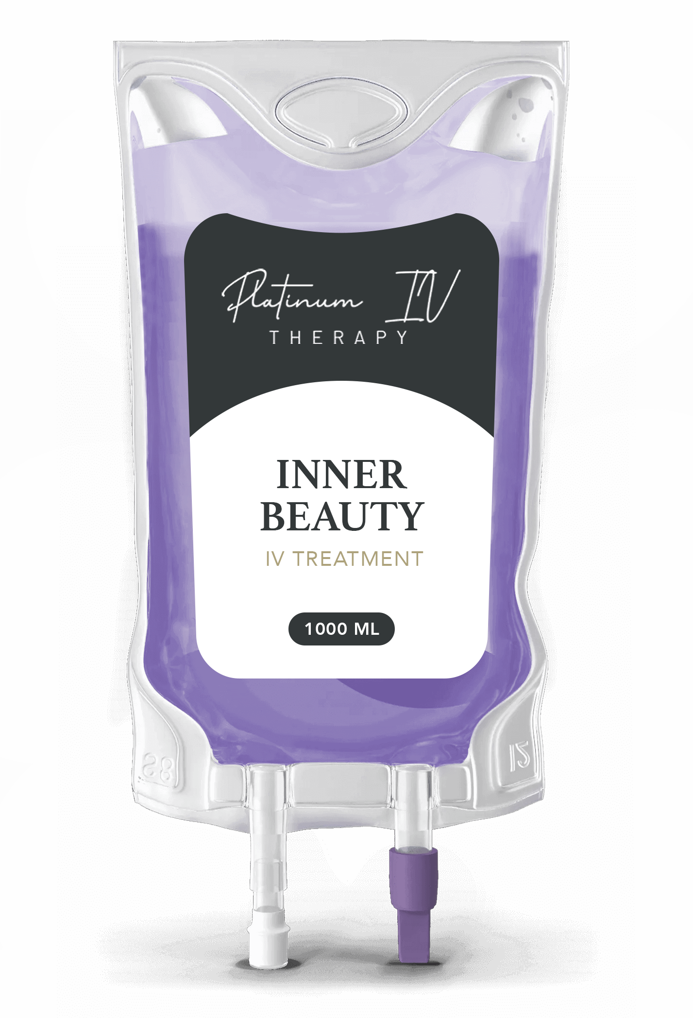 A bag of inner beauty is sitting on a white surface.