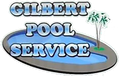 Gilbert Pool Service logo with blue pool, palm trees, and bold gray lettering