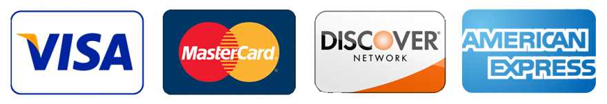 We accept Visa, Mastercard, Discover & American Express