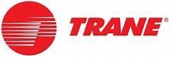 A red circle with the word trane on it.