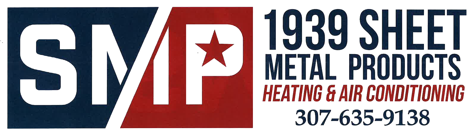 SMP logo with black-and-white stripes and text: “1939 Sheet Metal Products, LLC” and phone 307-635-9138