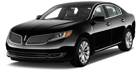 A black lincoln continental is shown on a white background.
