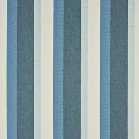 A close up of a blue and white striped fabric.