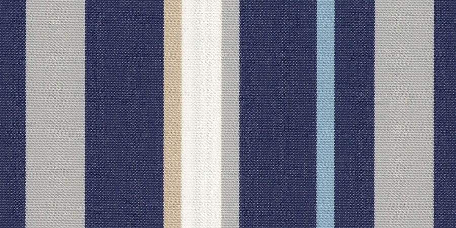 A close up of a blue and white striped fabric.