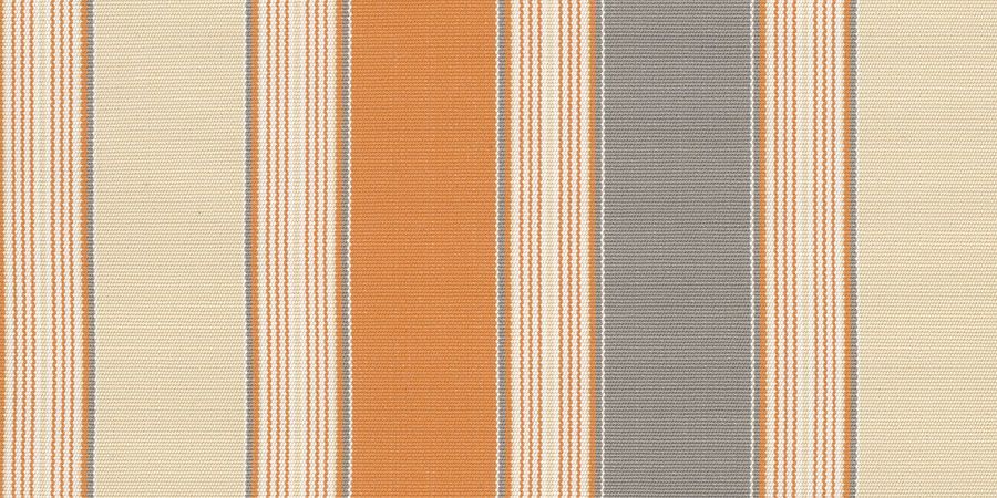 A close up of a striped fabric with orange and gray stripes.