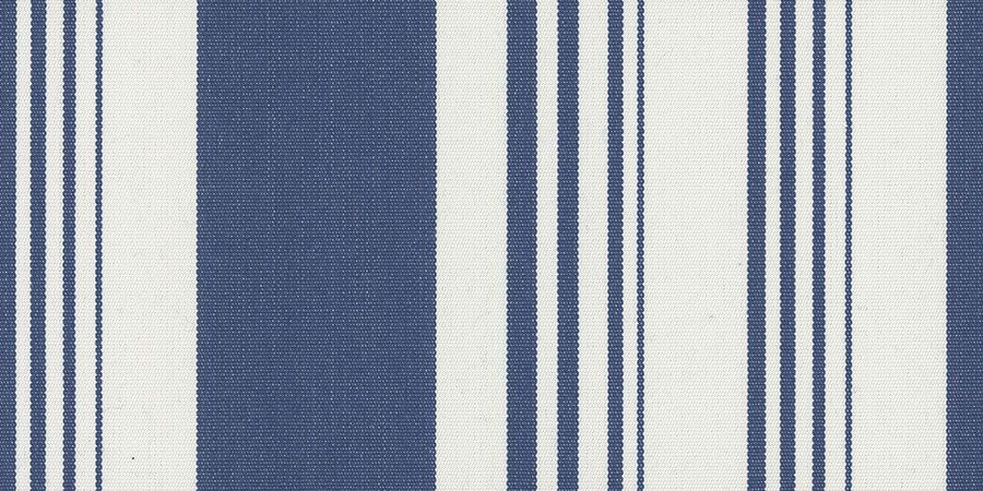 A close up of a blue and white striped fabric