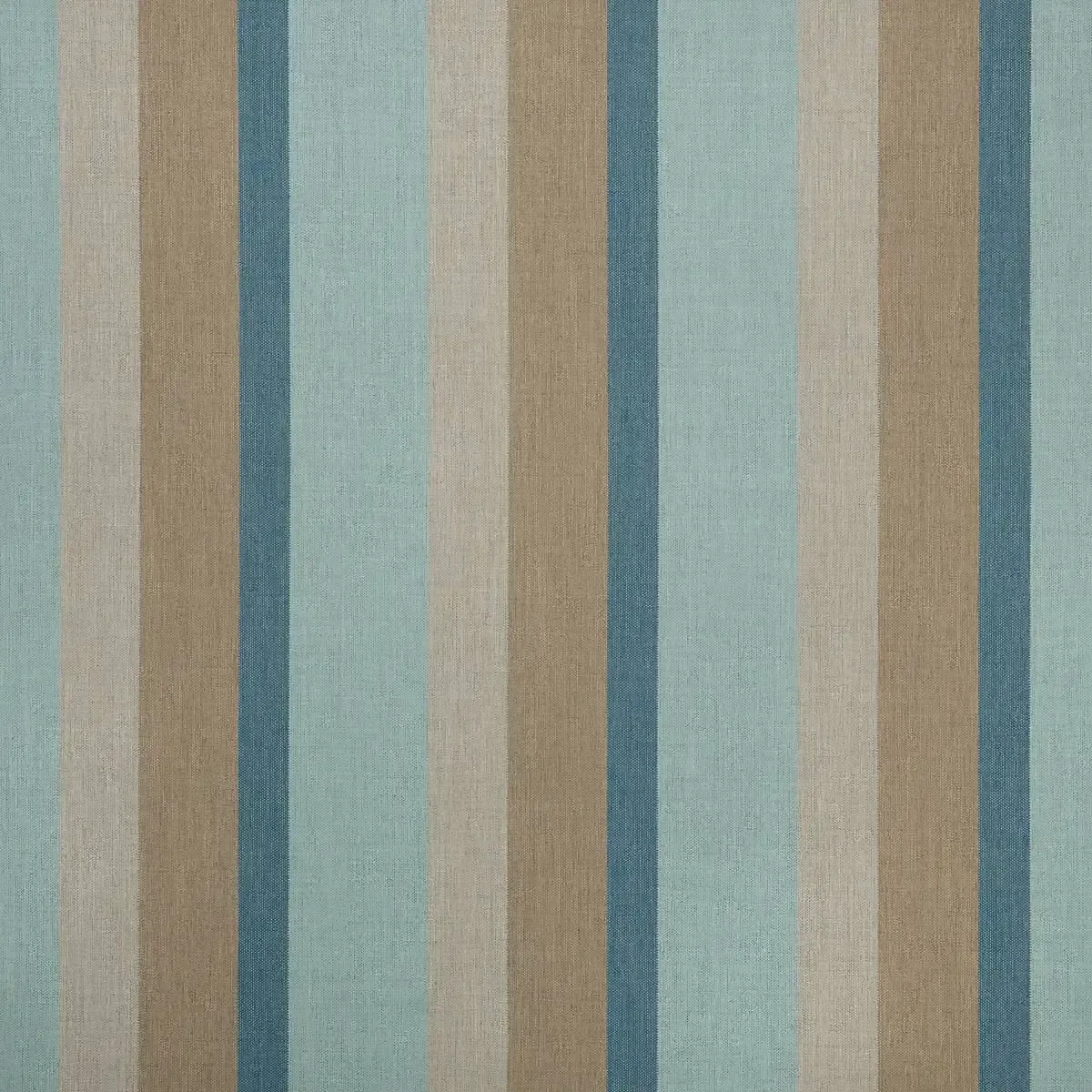 A close up of a blue and tan striped fabric.