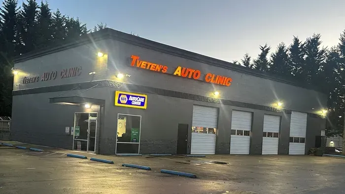 Parking outside building of our shop in Lakewood, WA | Tveten's Auto Clinic