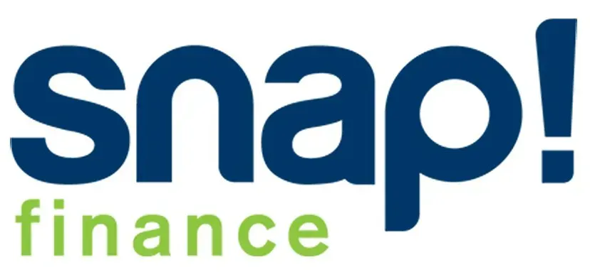 The snap finance logo is blue and green on a white background - Tveten's Auto Clinic