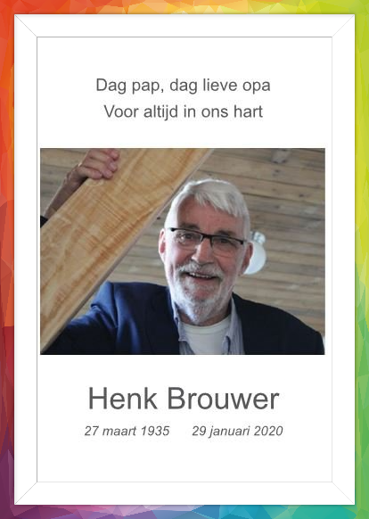 Voorpagina overlijdenskaart Henk Brouwer