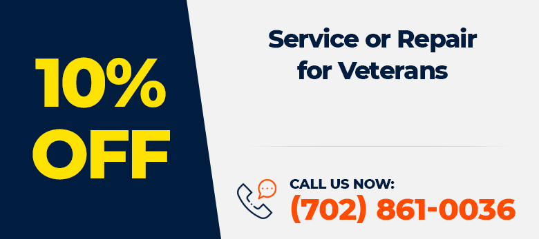 A blue and white sign that says 10% off service or repair for veterans