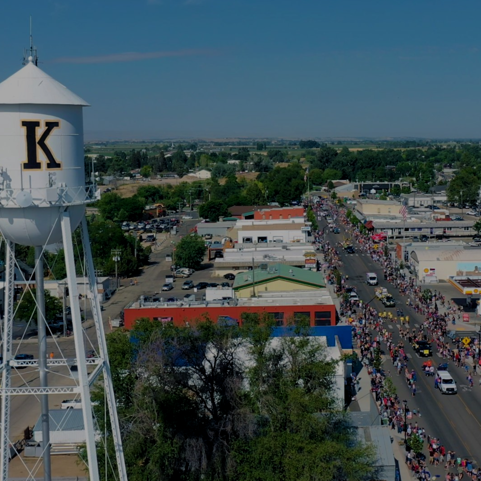 Kuna Overhead view of a town with a tall water tower labeled