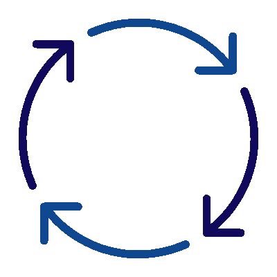 Blue warning triangle with exclamation mark inside.