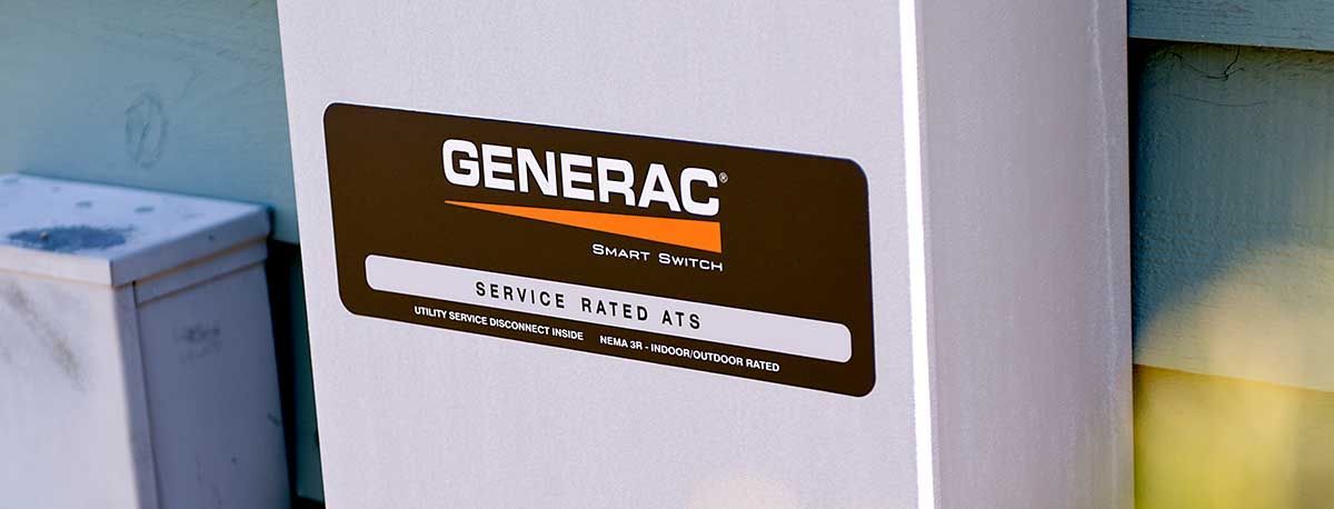 A white box with a brown sticker that says generac on it