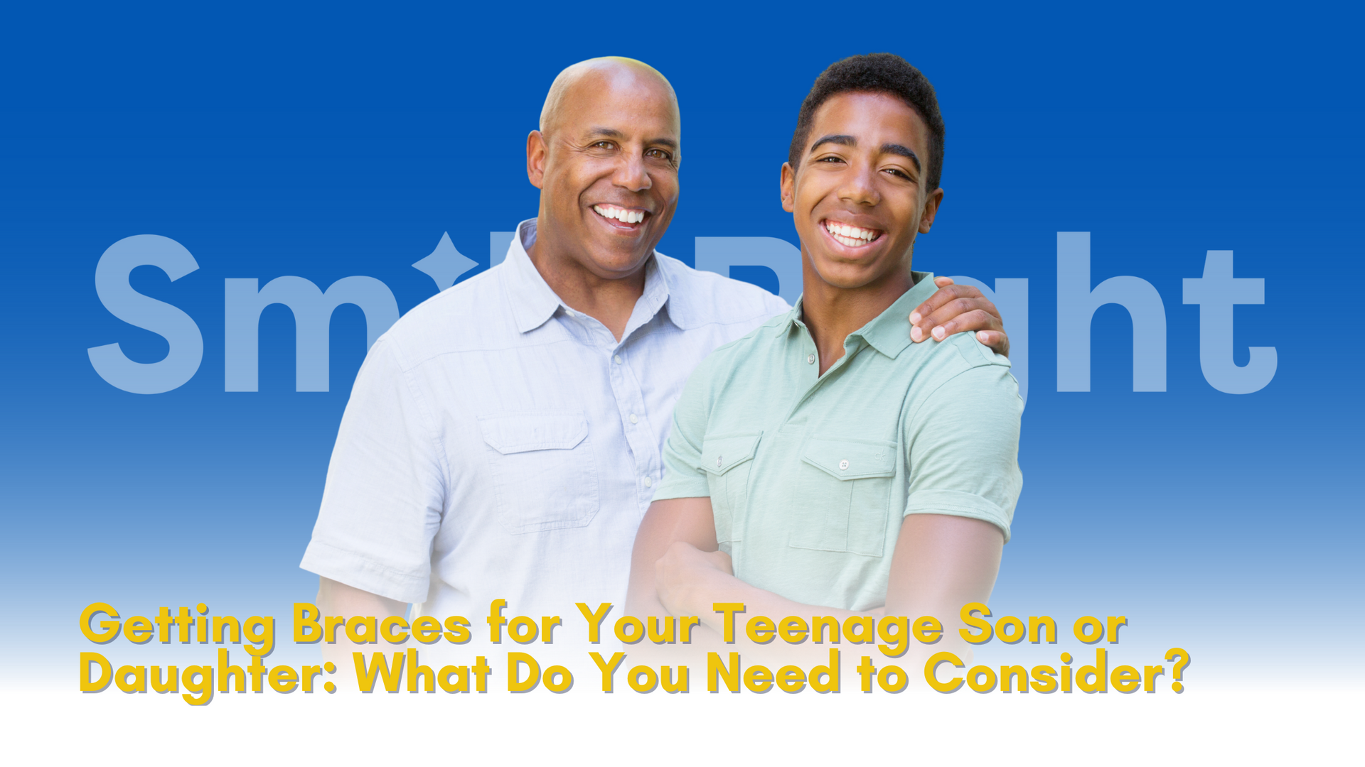A man and a boy are standing next to each other and smiling.