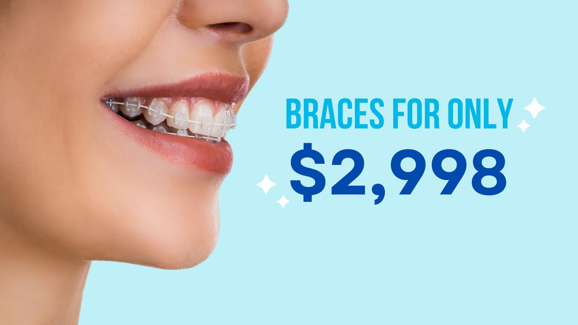 A woman with braces on her teeth is smiling.