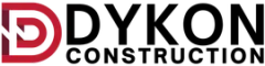 DYKON Construction logo with red and gray stylized &ldquo;D&rdquo; icon