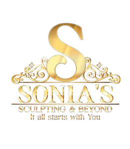 Gold “S” logo for Sonia’s Sculpting & Beyond with the tagline “It all starts with You”