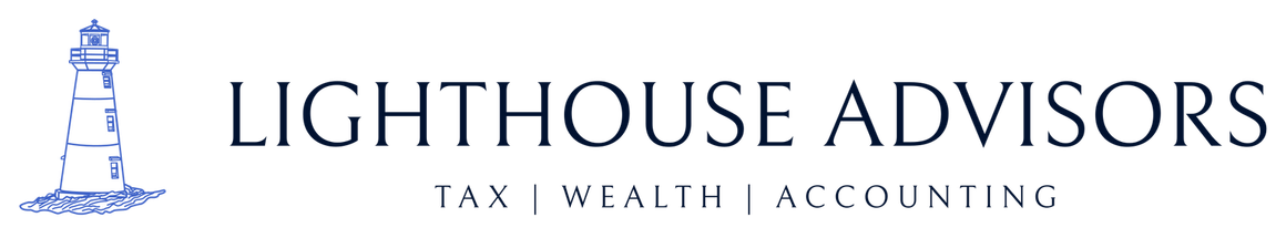 Lighthouse Advisors logo with blue lighthouse icon and gray text “TAX | WEALTH | ACCOUNTING”