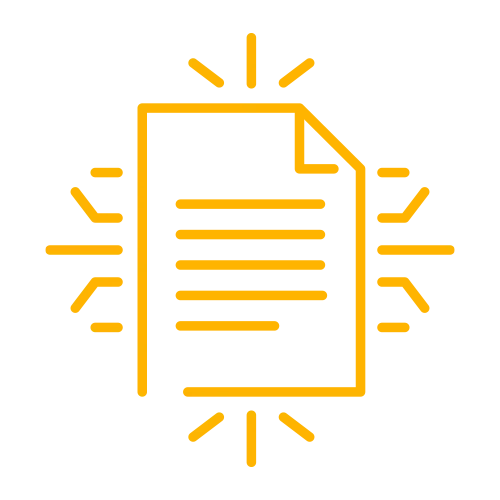 Um ícone amarelo de um pedaço de papel com linhas.