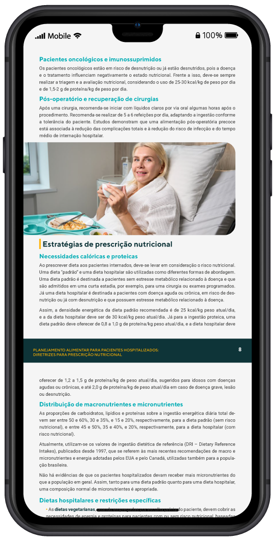 Um celular com uma foto de uma mulher sentada em uma cama de hospital.