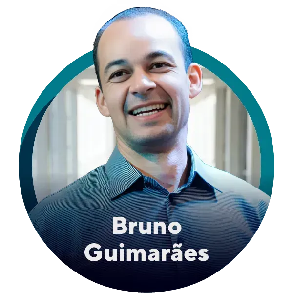 Uma foto de um homem com o nome Bruno Guimarães