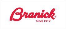The Branick logo in red cursive font, with 