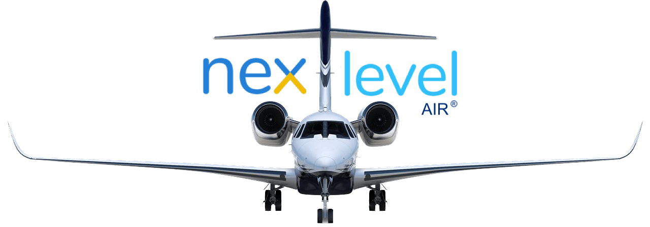 Next Level AIR A plane with the word nex level air on it