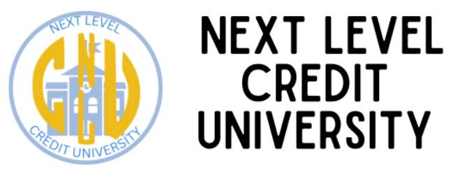 A logo for next level credit university is shown