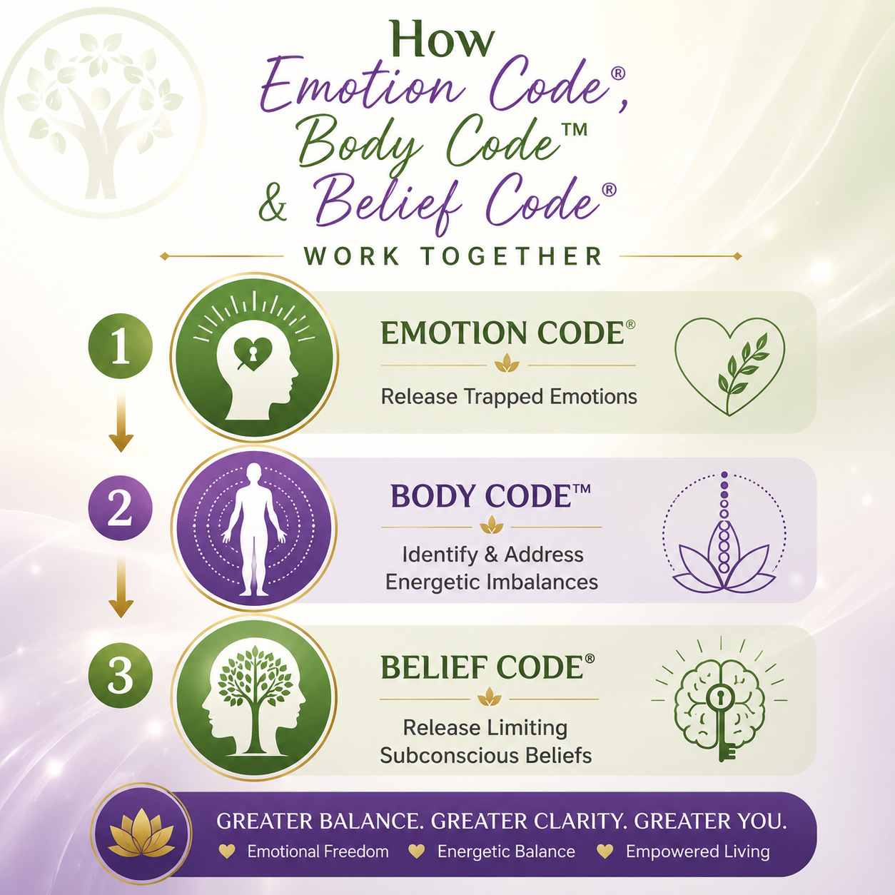 How Emotion Code, Body Code & Belief Code work together