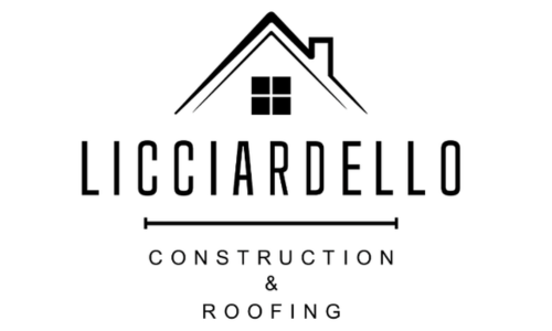 Lacciardello Construction & Roofing logo with a house roof icon in black and white