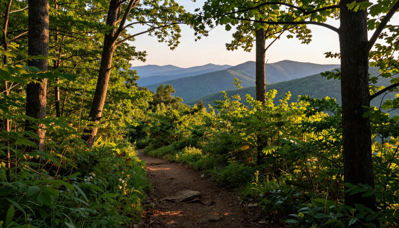 Blue Ridge Mountain hiking trail near Boone, North Carolina