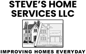 Steve's Home Services LLC logo: Text above blueprint of home, "Improving Homes Everyday" below.