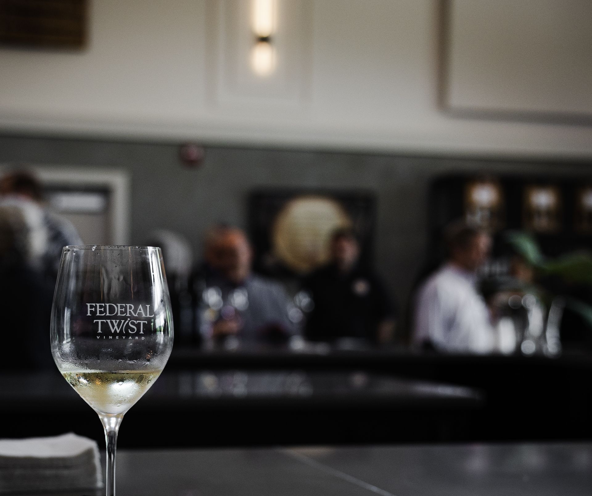 Wine glass at Federal Twist bar