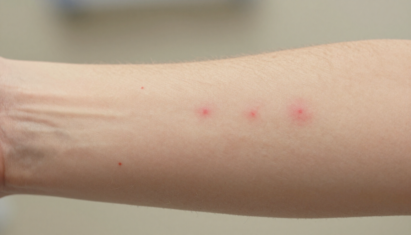 Avambraccio con tre piccole protuberanze rosse sulla pelle