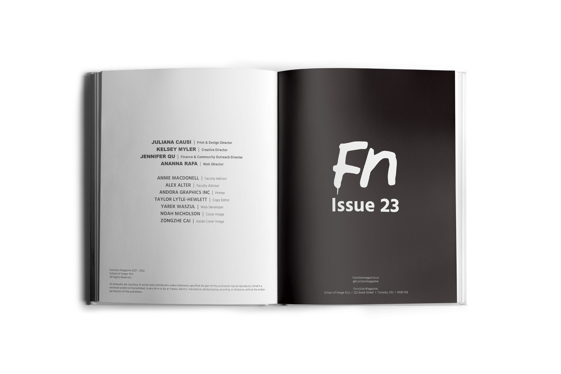 Open book: left page, black text on white; right page, white 
