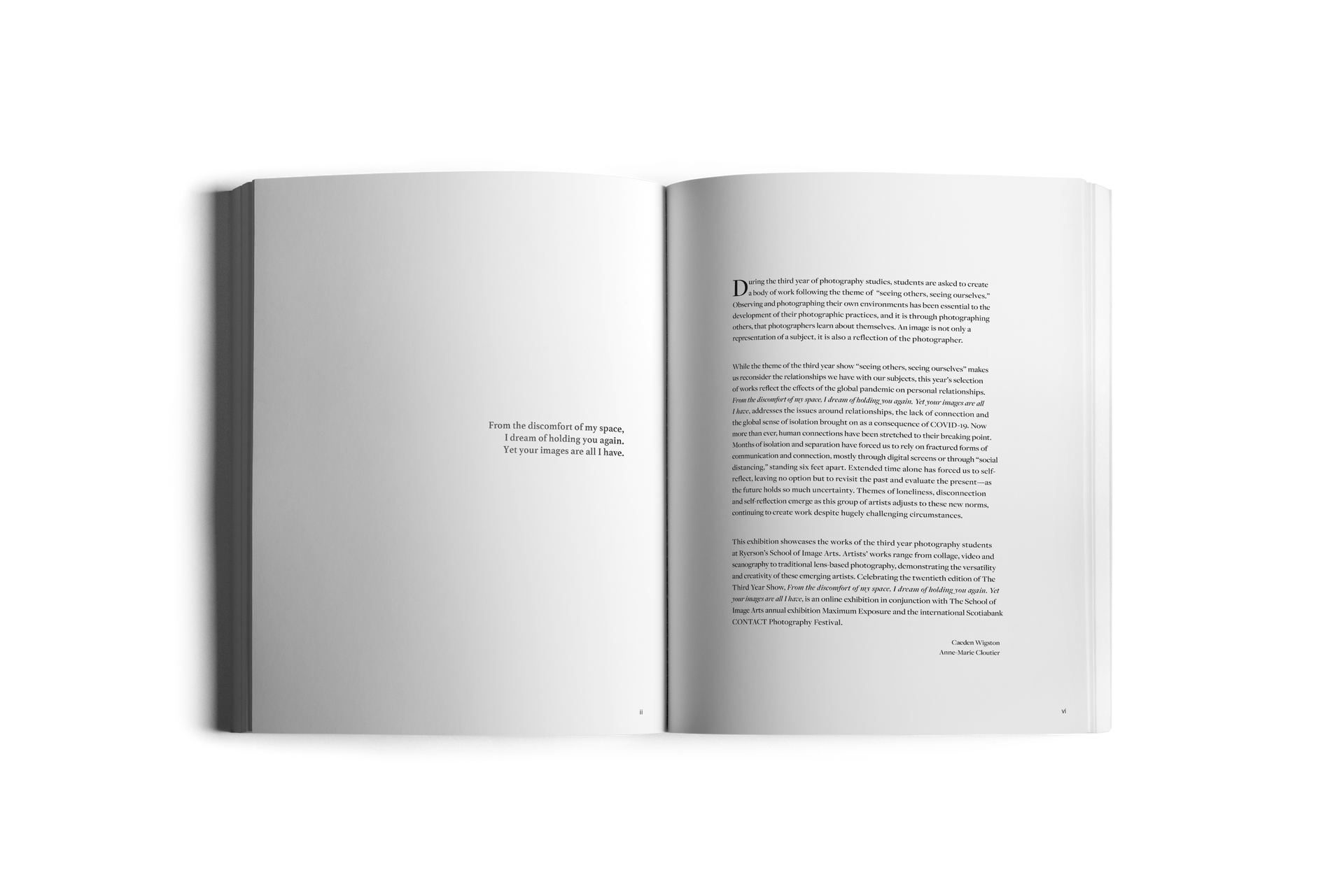 Open book, left page mostly blank, right page with dense text.