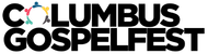 Columbus Gospelfest logo with colorful music notes and bold black text on white background