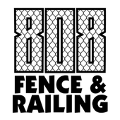 A black and white logo for fence and railing.