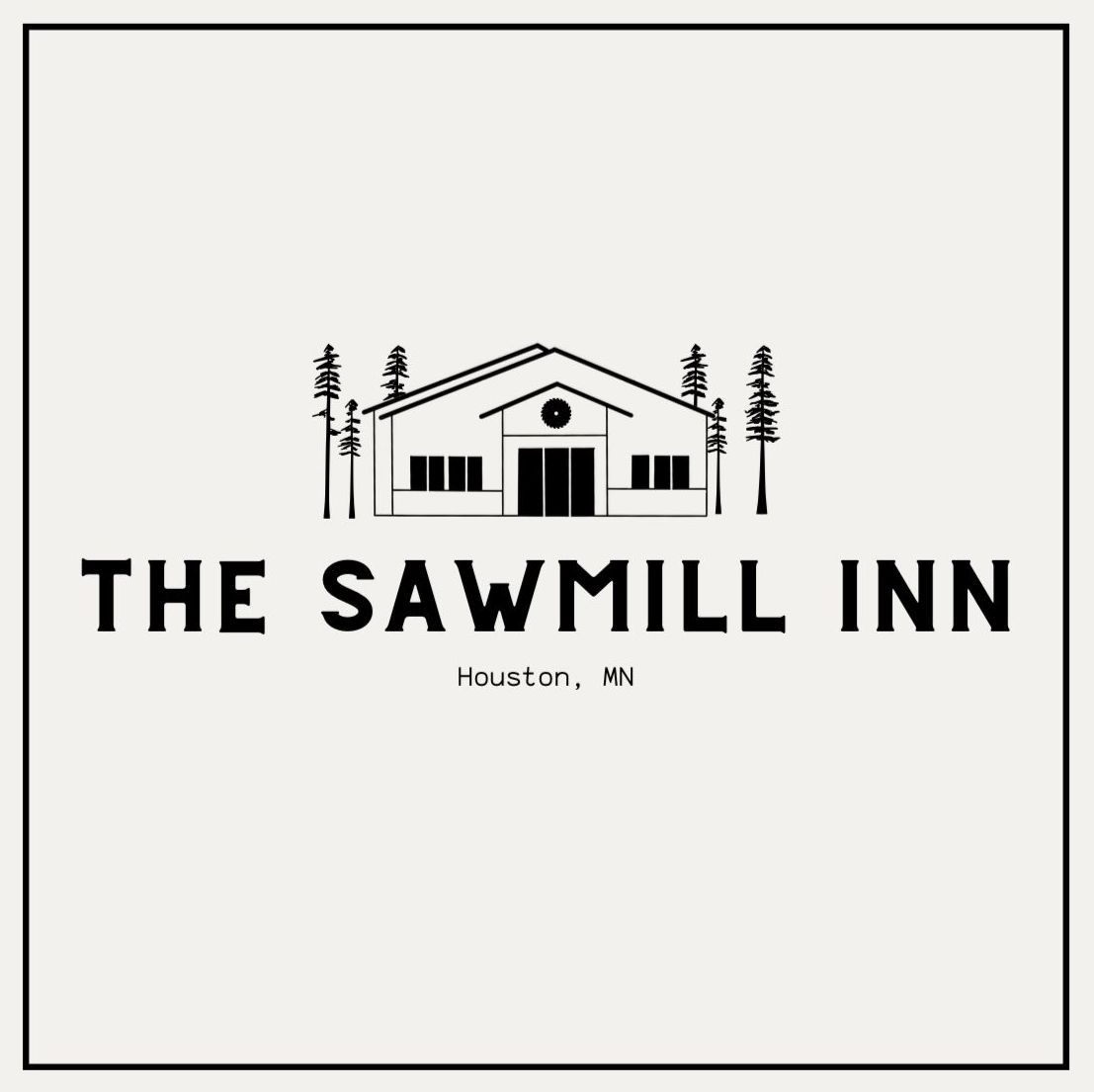 Logo for The Sawmill Inn, Houston, VA. Featuring a building outline with the business name below.
