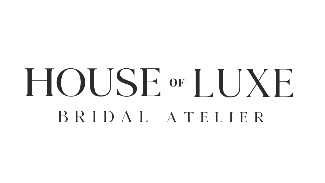 The logo for house of luxe bridal atelier is black and white.