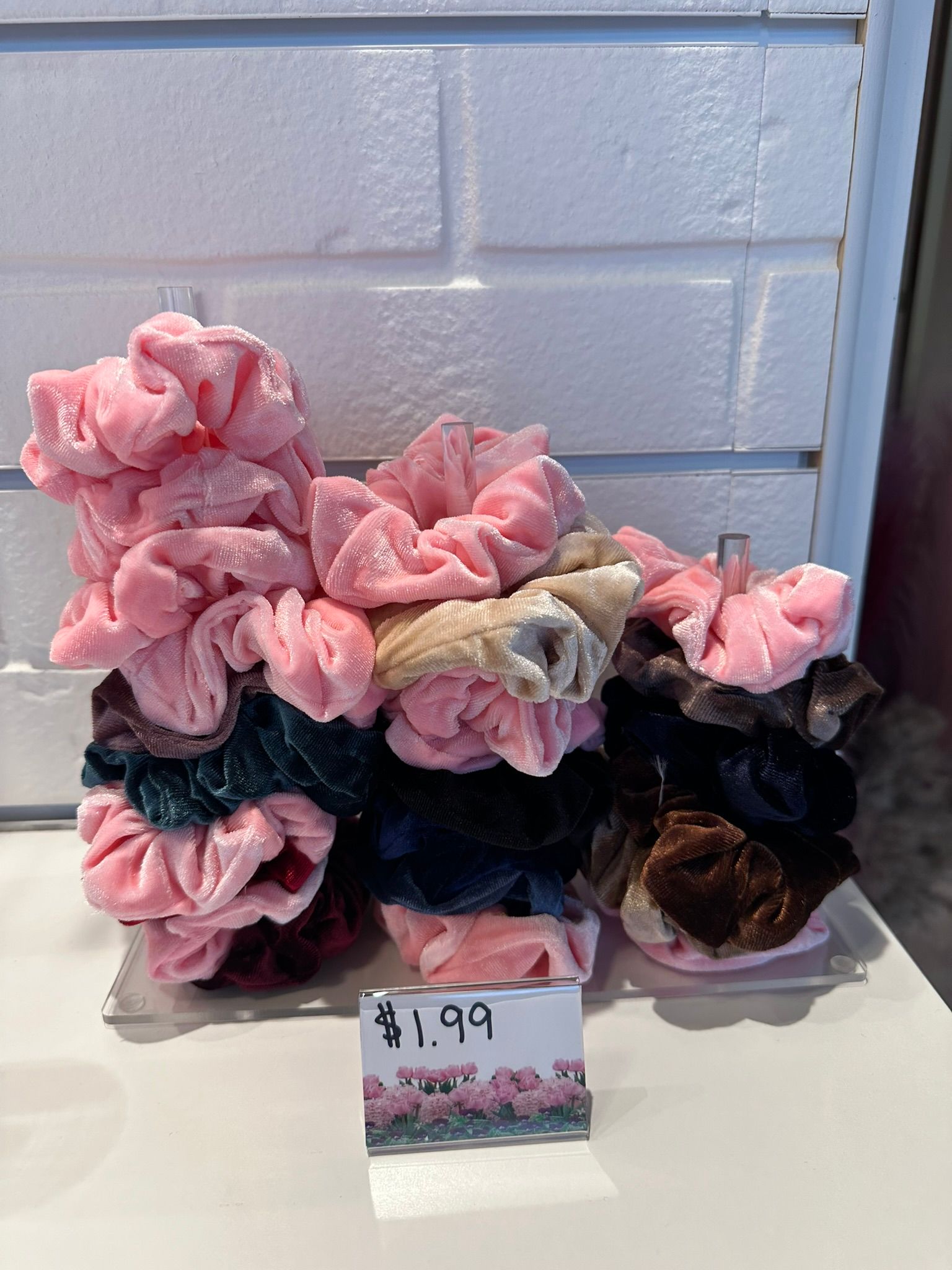 Plush velvety Scrunchies for your hair; wear while you tan or whenever!