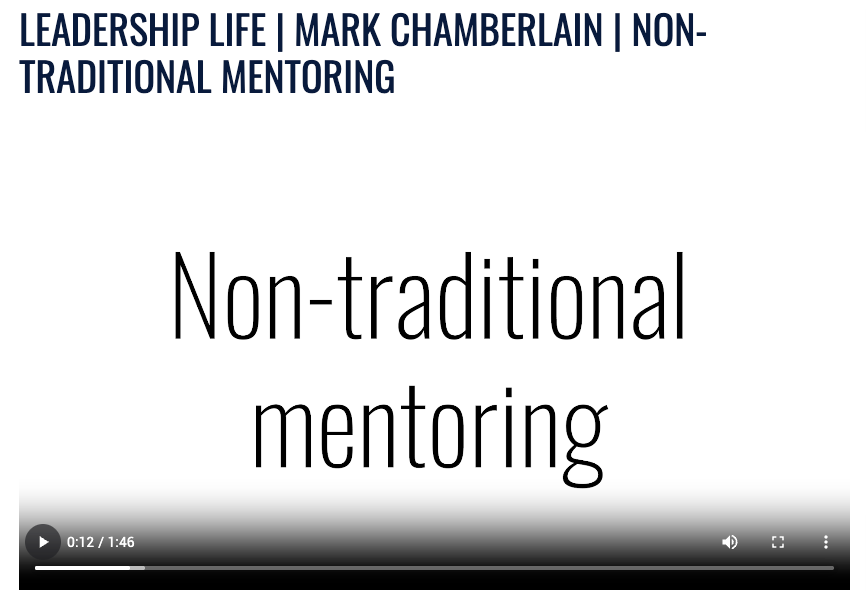Title slide reading “Non-traditional mentoring” with a video player bar at the bottom