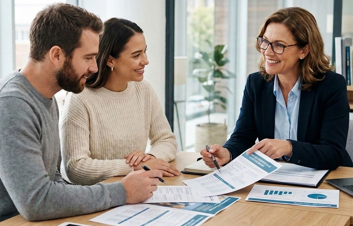 Life insurance advisor answering coverage questions with clients